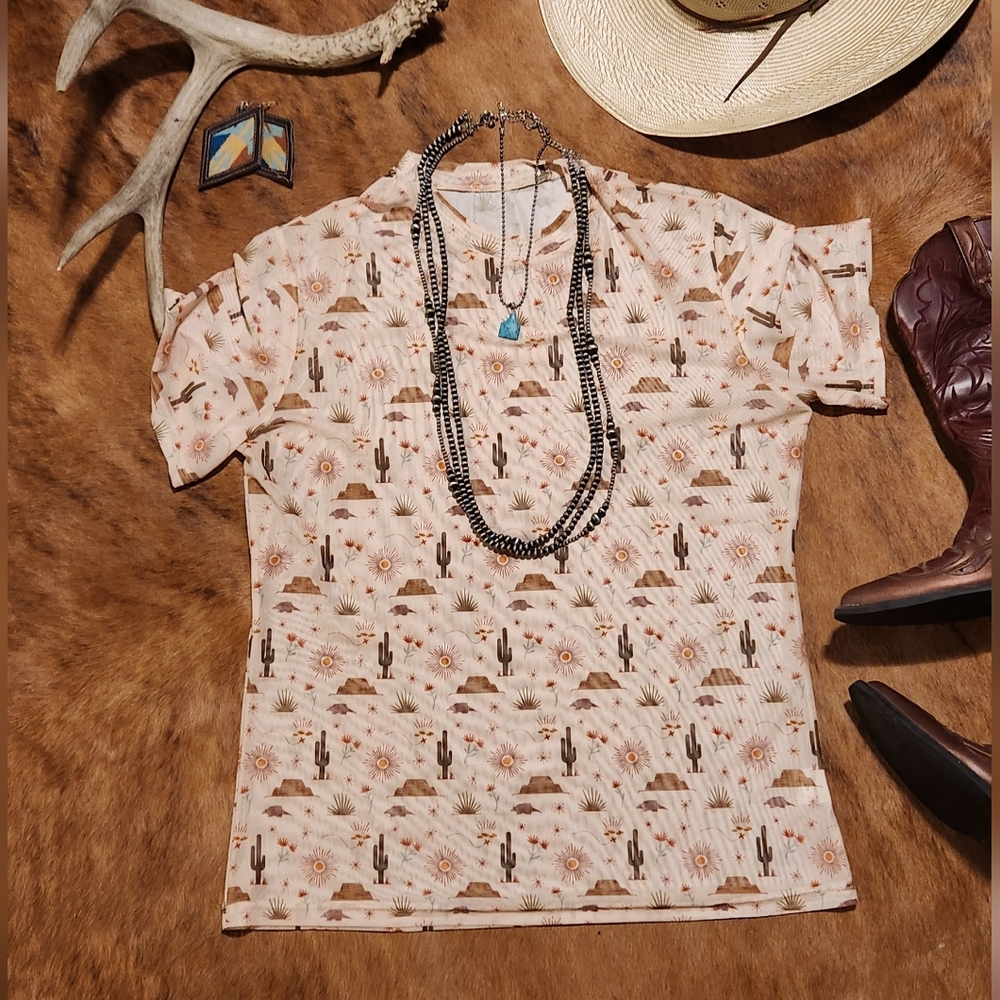 Desert crew neck sheer top